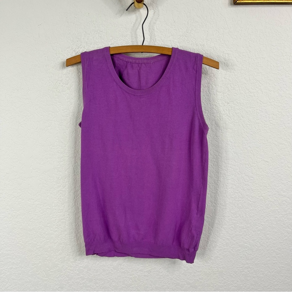 Leonard Paris Knit Jewel Tone Cotton Sleeveless Shell Sweater